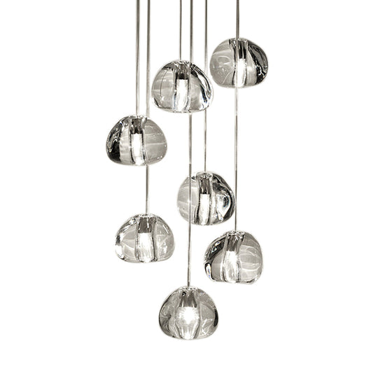 Irregular Ball Crystal Pendant Light - 5/7 Lights Cluster For Living Room Minimal Clear Hanging
