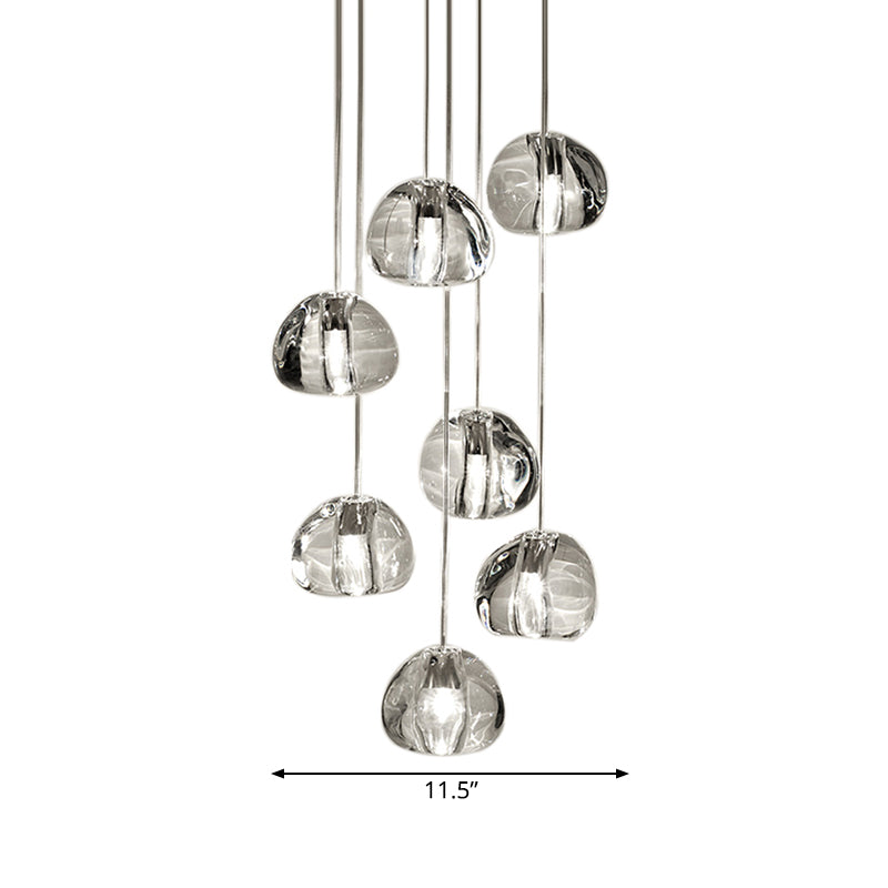 Irregular Ball Crystal Pendant Light - 5/7 Lights Cluster For Living Room Minimal Clear Hanging