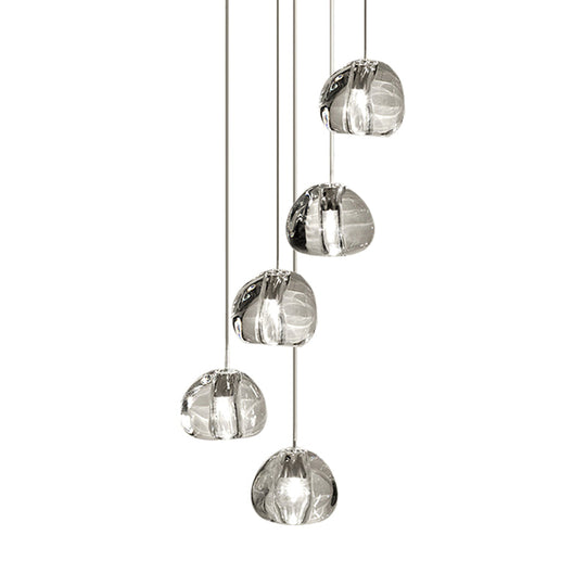 Irregular Ball Crystal Pendant Light - 5/7 Lights Cluster For Living Room Minimal Clear Hanging