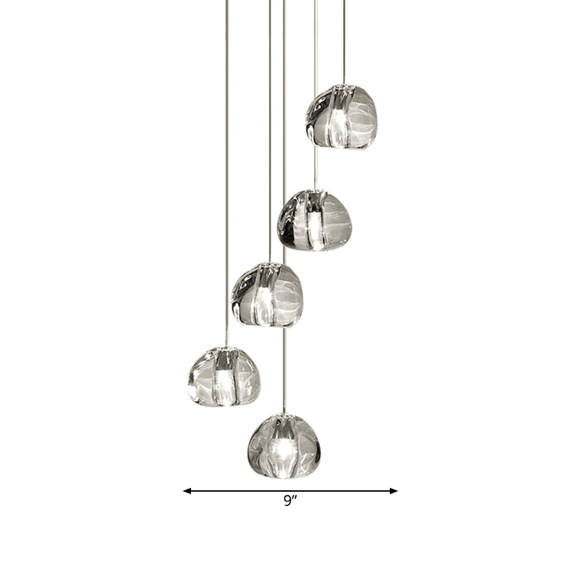 Irregular Ball Crystal Pendant Light - 5/7 Lights Cluster For Living Room Minimal Clear Hanging