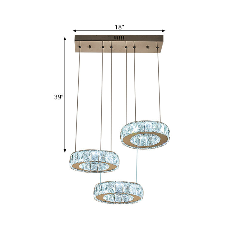 Modern Bronze Ring Crystal Pendant Light With Led Bulbs - Dining Room Ceiling Lamp