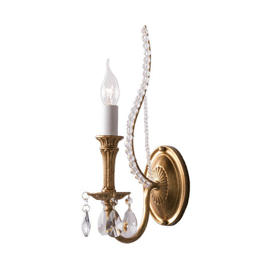Gold Crystal Candelabra Wall Sconce For Country Bedroom