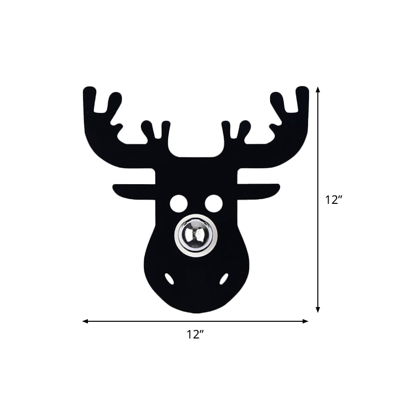 Modern Black Wall Light With Deer Metal Shade For Bedroom Sconce Lighting