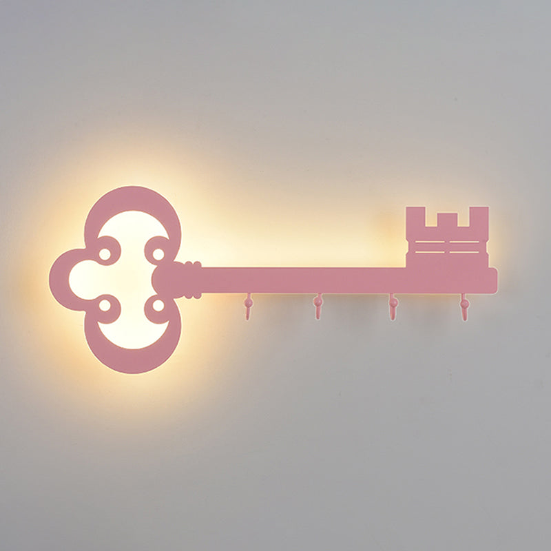 Cartoon Led Bedroom Wall Sconce Lamp With Metal Hook - Black/White/Pink