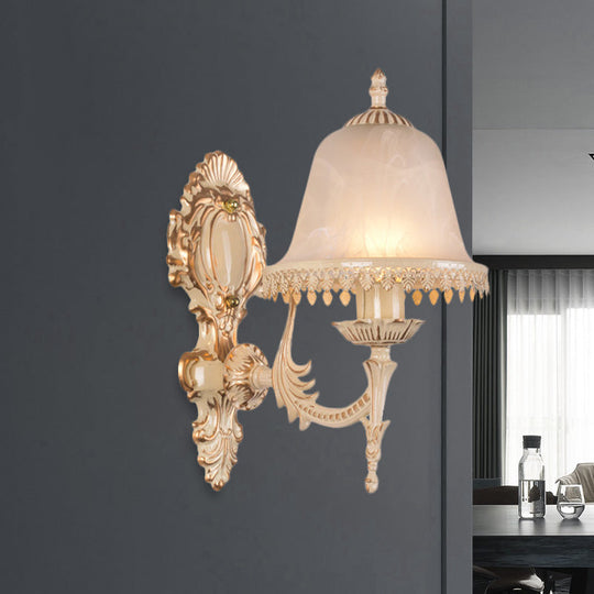 Classic Beige Frosted Glass Wall Sconce Lamp - Elegant Light Fixture For Living Room