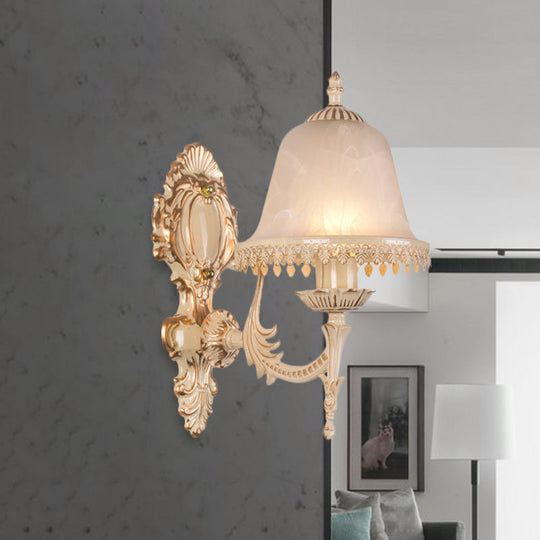 Classic Beige Frosted Glass Wall Sconce Lamp - Elegant Light Fixture For Living Room