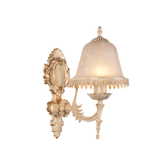 Classic Beige Frosted Glass Wall Sconce Lamp - Elegant Light Fixture For Living Room