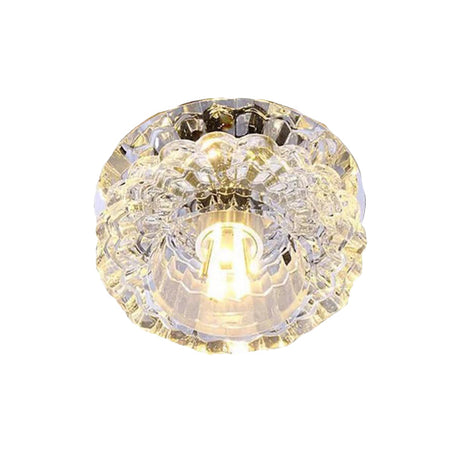 Contemporary Led Flush Mount Ceiling Lamp With Clear Crystal Accents - Perfect For Corridors