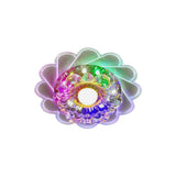 Clear Faceted Crystal Led Flush Mount Ceiling Light Fixture - Bedroom Lighting With Warm/Multi-Color