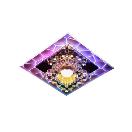 Contemporary Led Ceiling Light Flush Mount With Flower Clear Crystal Shade White/Multi Color