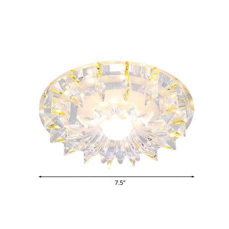 Flush Mount Led Corridor Ceiling Light Fixture With Clear Crystal Shade In Warm/White/Multi Color