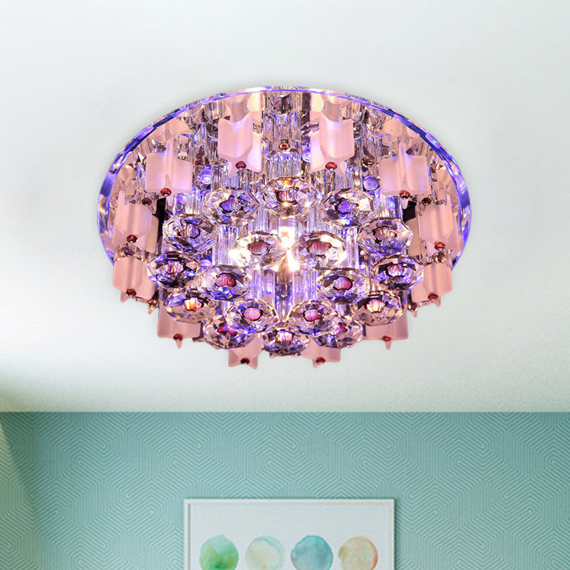 Led Prism Flush Mount Crystal Ceiling Light In White/Warm/Multi-Color Clear / Warm
