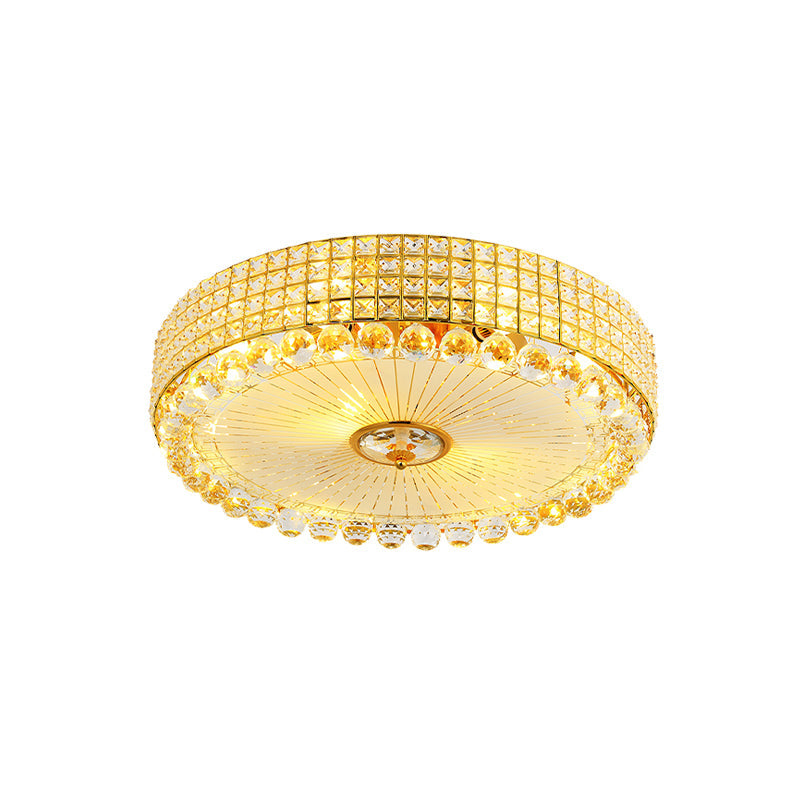 Contemporary Round Crystal Flush Light - 16’/24’ Led Bedroom Ceiling Lamp In Silver/Gold