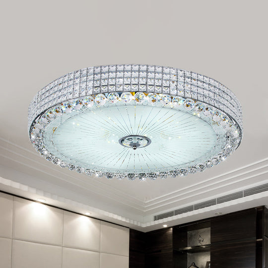Contemporary Round Crystal Flush Light - 16/24 Led Bedroom Ceiling Lamp In Silver/Gold Silver / 16