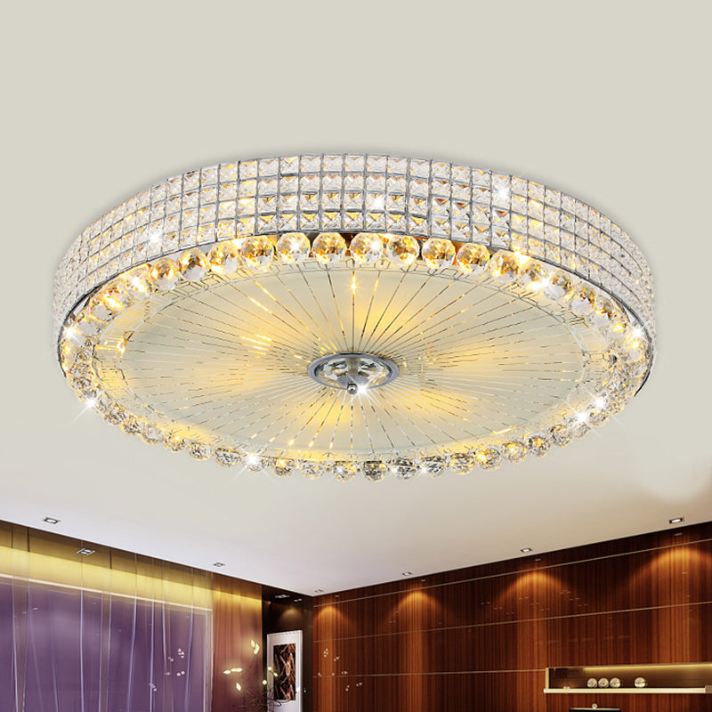 Contemporary Round Crystal Flush Light - 16’/24’ Led Bedroom Ceiling Lamp In Silver/Gold