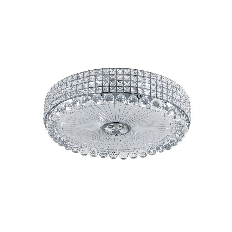 Contemporary Round Crystal Flush Light - 16’/24’ Led Bedroom Ceiling Lamp In Silver/Gold