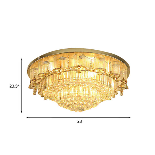Minimalist Crystal Led Flushmount Ceiling Light In Gold