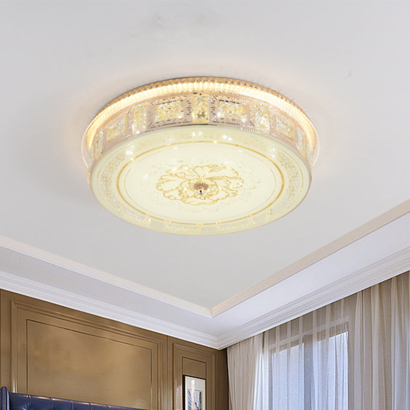 Modern Gold Led Crystal Flush Mount Spotlight - Elegant Flower Pattern Ceiling Light For Living Room