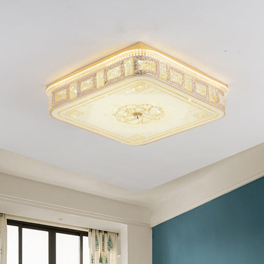 Modern Gold Led Crystal Flush Mount Spotlight - Elegant Flower Pattern Ceiling Light For Living