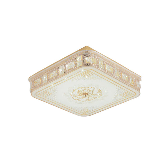 Modern Gold Led Crystal Flush Mount Spotlight - Elegant Flower Pattern Ceiling Light For Living Room
