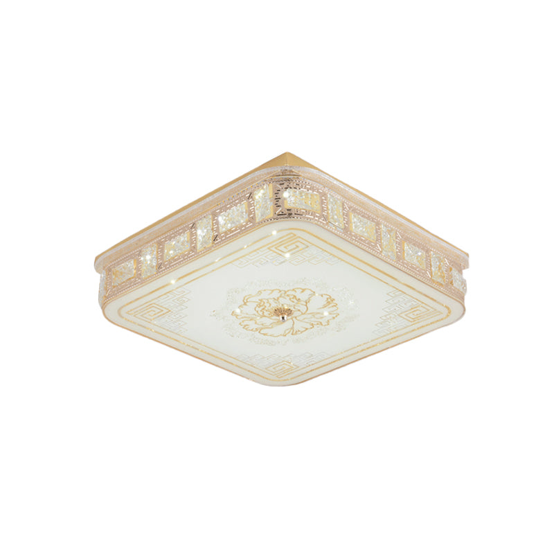 Modern Gold Led Crystal Flush Mount Spotlight - Elegant Flower Pattern Ceiling Light For Living Room