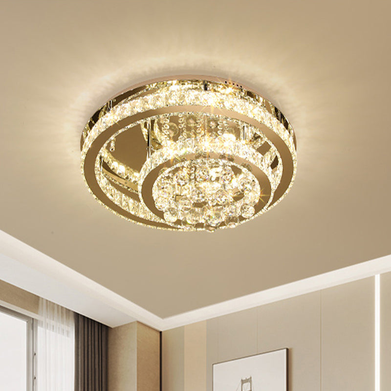 Minimalist Crystal Block Led Ceiling Flush Mount - Chrome Finish