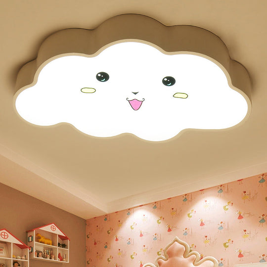 Cartoon Nursery Led Ceiling Light With Cloud Acrylic Shade White / A