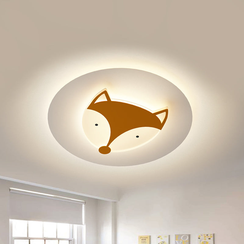 Kids Style Fox/Deer Child-Care Center Ceiling Lamp - Acrylic Led Flush Mount In Blue/Coffee With