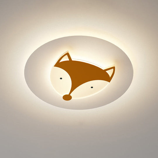 Kids Style Fox/Deer Child-Care Center Ceiling Lamp - Acrylic Led Flush Mount In Blue/Coffee With