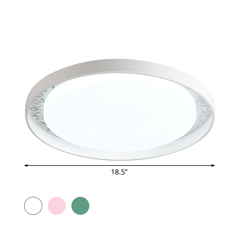 Minimalist Disc Ceiling Flush Led Lighting For Children’s Bedrooms - White/Green/Pink Colors