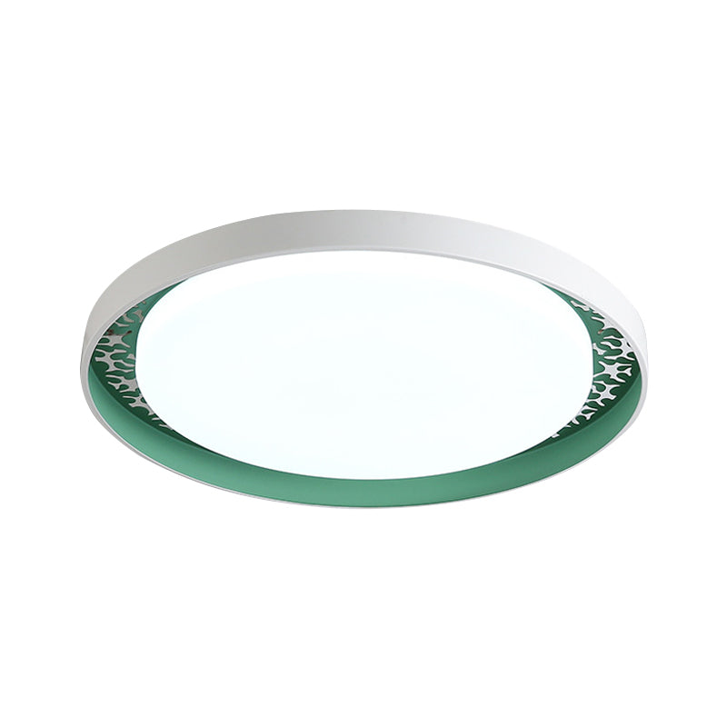 Minimalist Disc Ceiling Flush Led Lighting For Children’s Bedrooms - White/Green/Pink Colors
