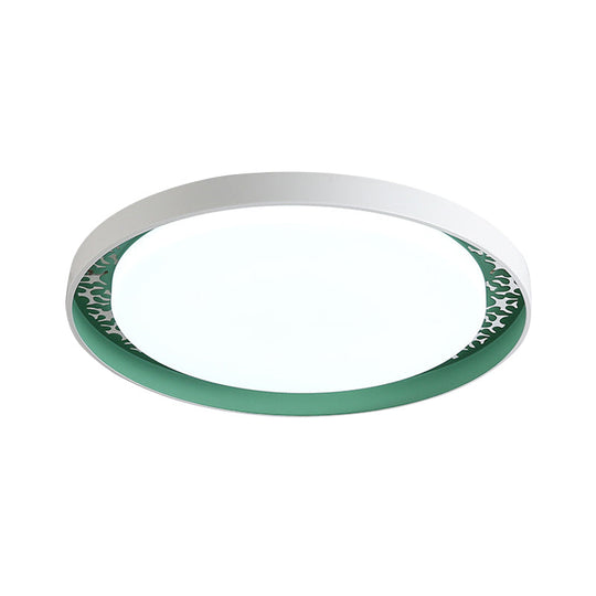 Minimalist Disc Ceiling Flush Led Lighting For Children’s Bedrooms - White/Green/Pink Colors
