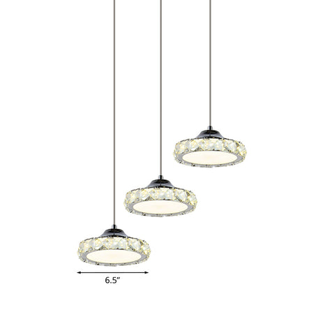 Round Dining Room Pendant Crystal Led Hanging Light In Warm/White