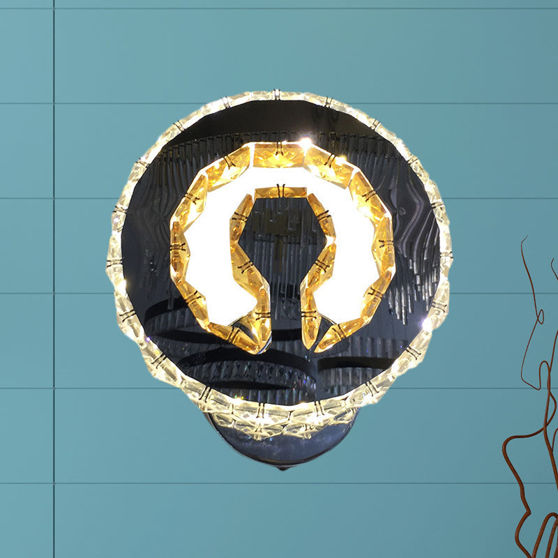 Modern Led Crystal Wall Sconce: Minimalist Chrome Finish Warm/White Light / White