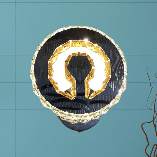 Modern Led Crystal Wall Sconce: Minimalist Chrome Finish Warm/White Light / White