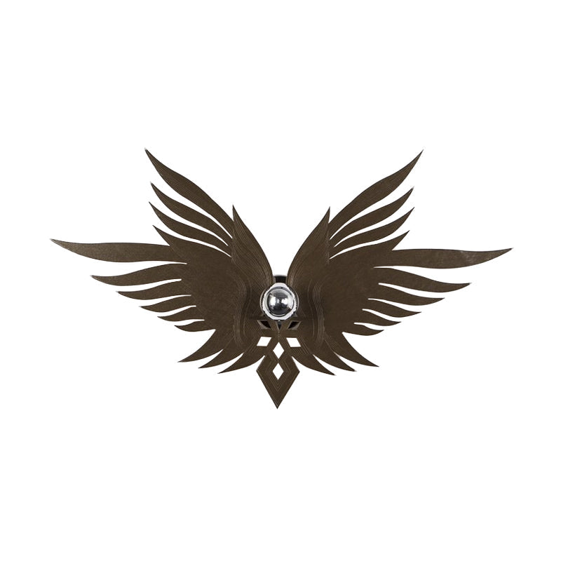 Nordic Wood Carved Eagle Wall Sconce With Beige/Gold/Coffee Lighting For Sitting Rooms