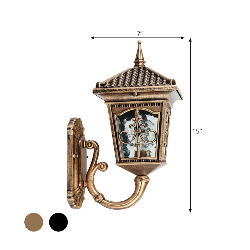 Farmhouse Wall Mount Lantern Light With Clear Glass Shade - Black/Bronze Finish 1
