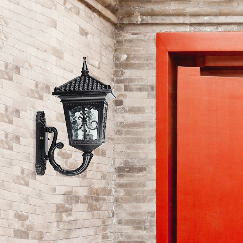 Farmhouse Wall Mount Lantern Light With Clear Glass Shade - Black/Bronze Finish 1