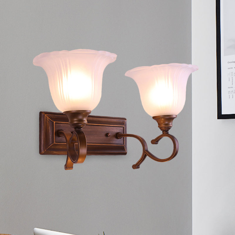 Vintage Ivory Glass Wall Sconce Lamp For Coffee Blossom Living Room Décor