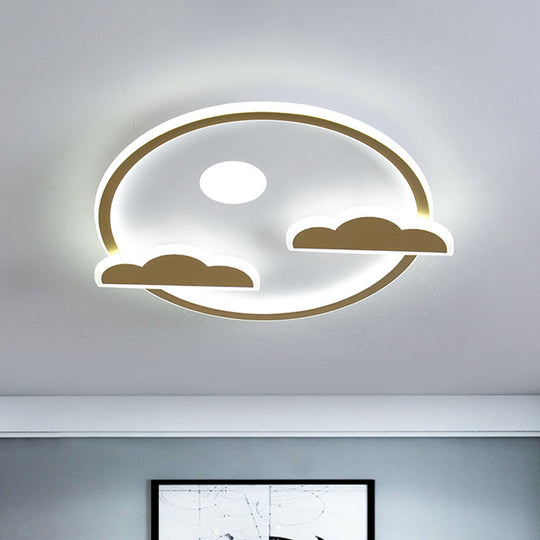 Acrylic Cloud And Moon Nordic Led Gold Ceiling Light With White/Warm Glow / Warm