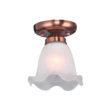 Traditional Scalloped Ceiling Light With Cream Glass And 1 Bulb In Bronze/Brass/Copper Flushmount