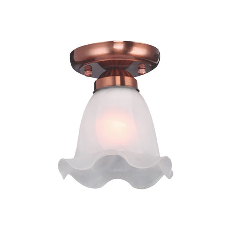 Traditional Scalloped Ceiling Light With Cream Glass And 1 Bulb In Bronze/Brass/Copper Flushmount