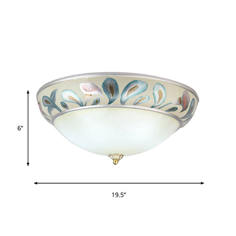Frosted White Glass Ceiling Lamp - Rustic Traditional 3/4 Lights Flush Fixture For Living Room