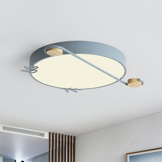 Geometric Led Ceiling Light In Nordic Style With Sprig Decor - Grey/White/Black - Wood For Living