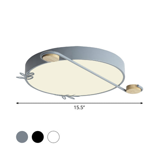 Geometric Led Ceiling Light In Nordic Style With Sprig Decor - Grey/White/Black - Wood For Living