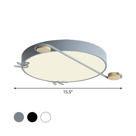 Geometric Led Ceiling Light In Nordic Style With Sprig Decor - Grey/White/Black-Wood For Living Room