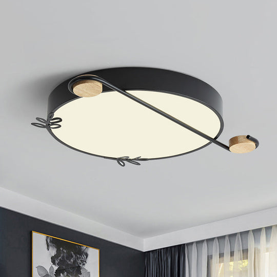 Geometric Led Ceiling Light In Nordic Style With Sprig Decor - Grey/White/Black - Wood For Living