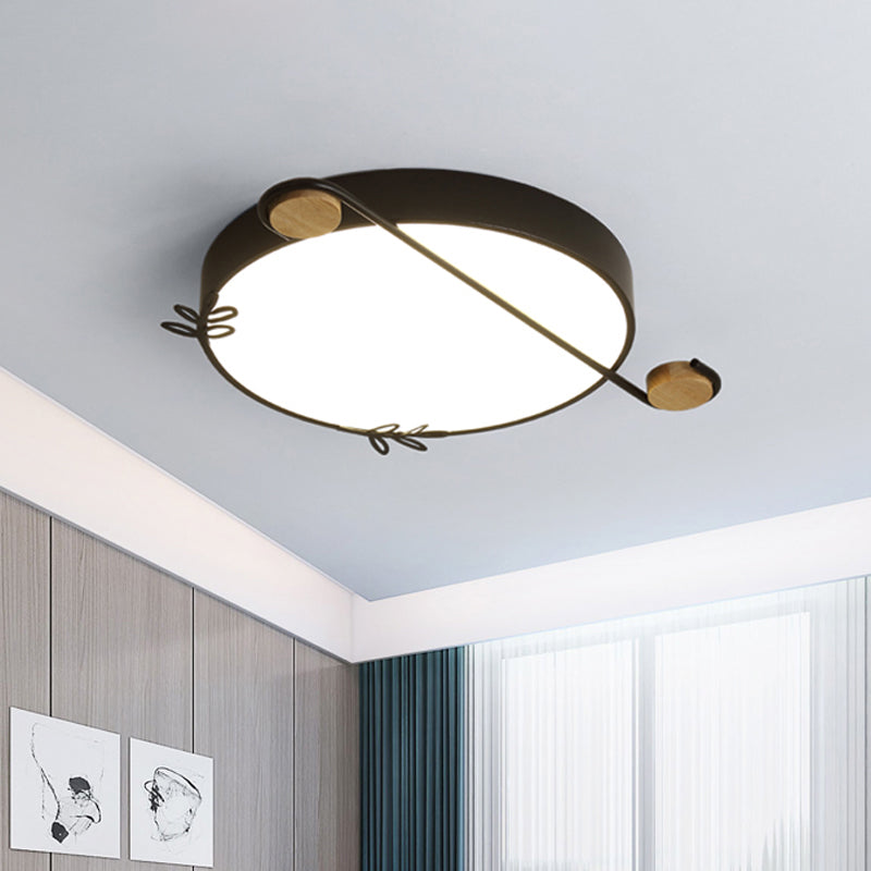 Geometric Led Ceiling Light In Nordic Style With Sprig Decor - Grey/White/Black - Wood For Living