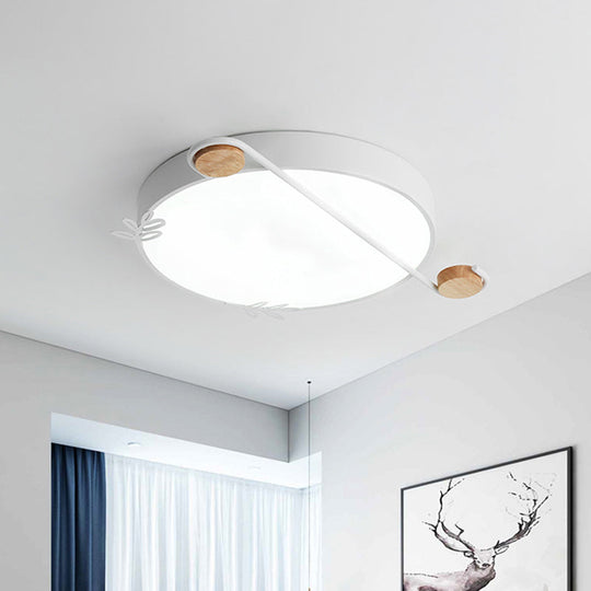 Geometric Led Ceiling Light In Nordic Style With Sprig Decor - Grey/White/Black-Wood For Living Room
