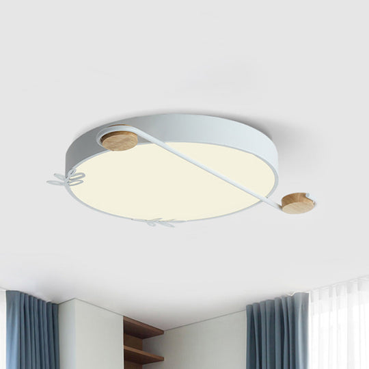 Geometric Led Ceiling Light In Nordic Style With Sprig Decor - Grey/White/Black - Wood For Living
